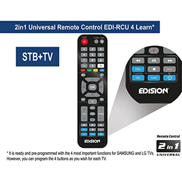 EDISION Picco S2 pro Full HD Satelliten Receiver DVB-S2 H.265 HEVC, WLAN on Board, Multistream, HDMI, SCART, SPDIF, USB, IR, Kartenleser, Universal 2in1 Fernbedieung – Bild 5