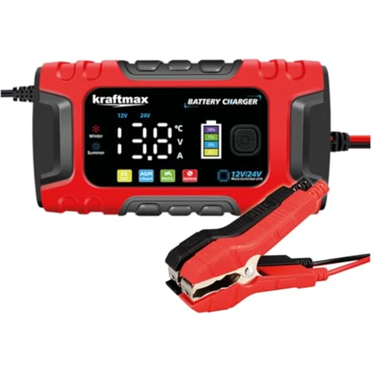 Kraftmax BC-600 Ladegerät 12V/24V, max. 10A für Blei-Säure und LiFePO4 Batterien – Bild 2