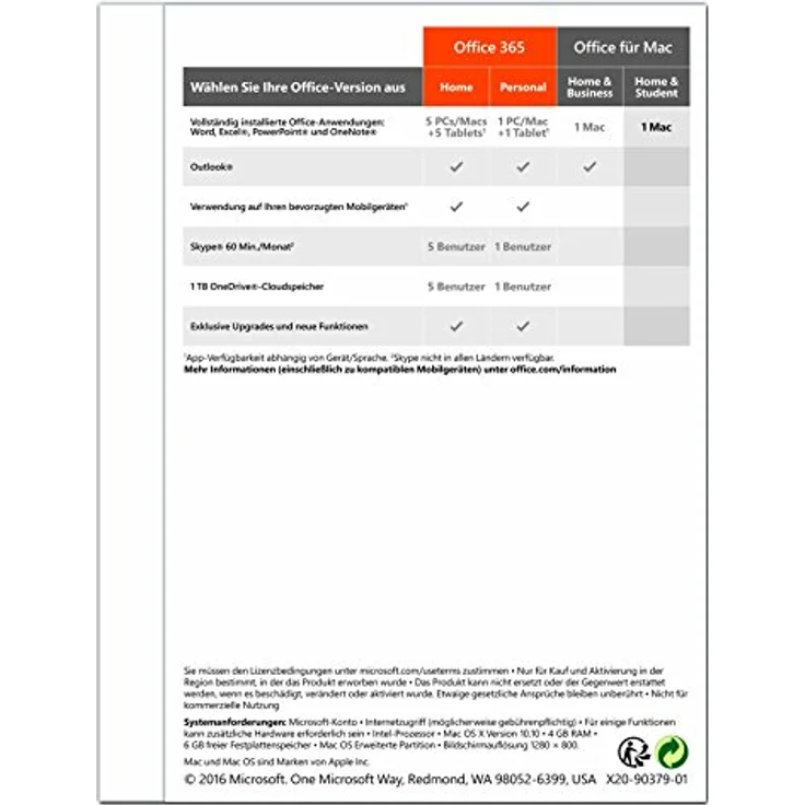Microsoft Office Home and Student 2016 | Mac | Box, Dauerlizenz für Mac mit Word, Excel, PowerPoint und OneNote – Bild 2