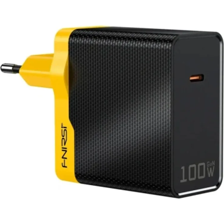 FNIRSI 100-W-Netzteil EU 100W PD, kompakt mit USB-C Anschluss, gelb und schwarz