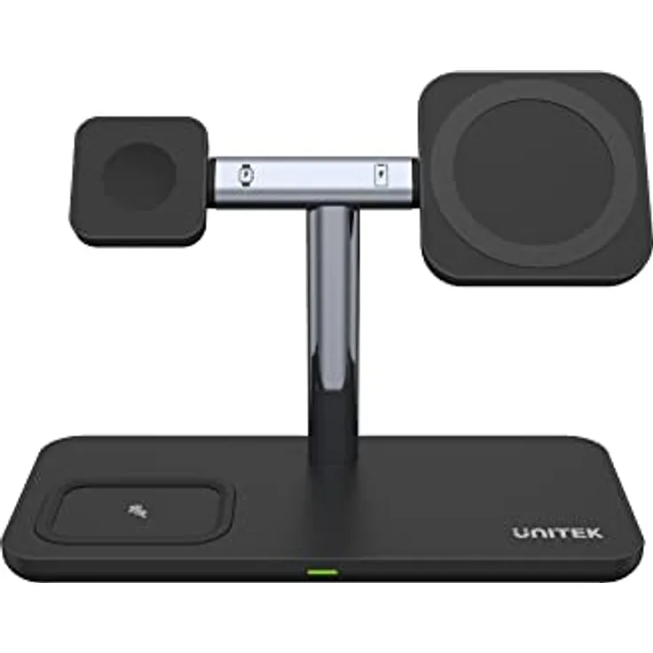 Unitek P1212A MagMighty TRI 3-in-1 teilbarer magnetischer drahtloser Ladeständer | Eingang: 12V3A/ 9V3A/ 5V3A |Upstream USB-C/Ohrstöpsel, Watch-OS smartwatch, Smartphone Magnetic Pad