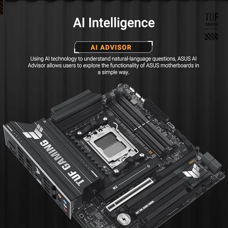 ASUS TUF Gaming B850M-PLUS WiFi Mainboard Sockel AMD AM5, DDR5 Speicher, PCIe 5.0, 2X PCIe 4.0 M.2, WiFi 6E, Aura Sync – Bild 2