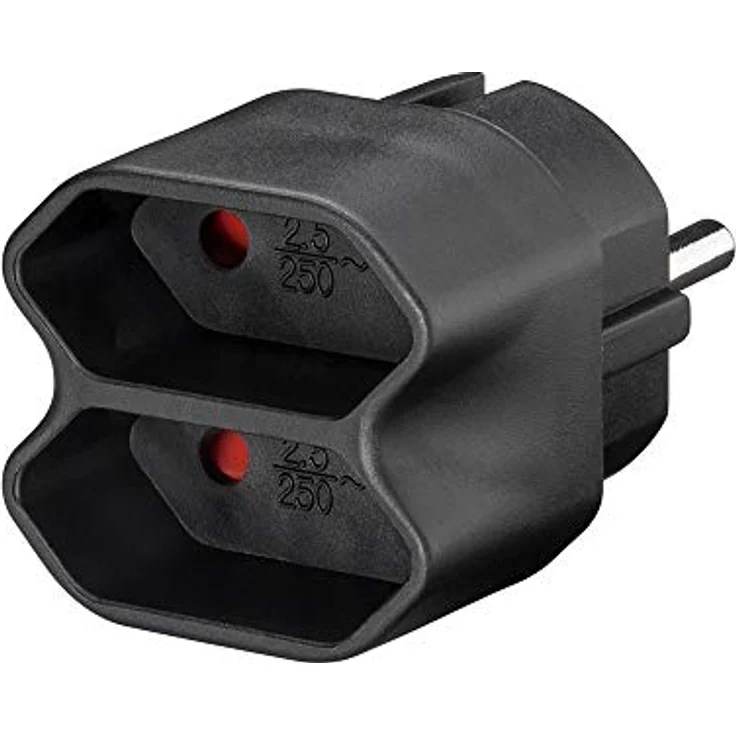 Goobay 51002 Steckdosenadapter auf 2-fach Euro-Buchse, Doppelstecker, Multistecker, Mehrfachstecker, schwarz – Bild 1