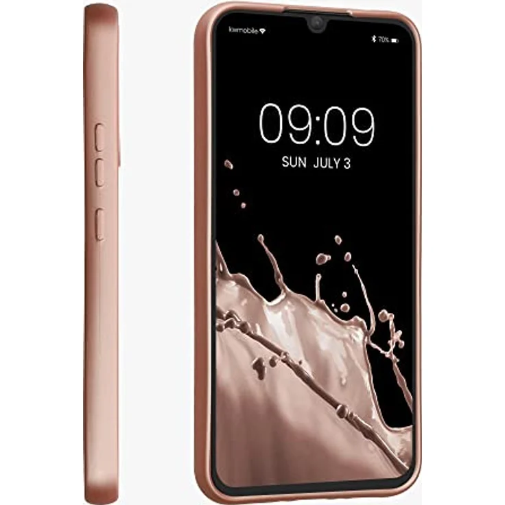 kwmobile Handyhülle für Samsung Galaxy A34 5G, Silikon Case metallisch schimmernd, rutschfest, metallic Rosegold – Bild 4