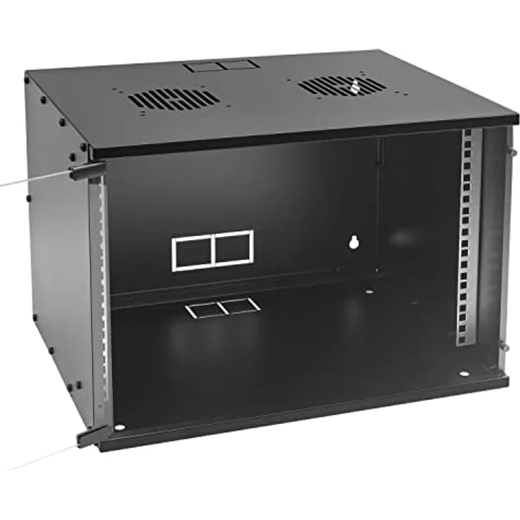 HMF 65707-02 Netzwerkschrank, Serverschrank 19 Zoll | 7 HE | 400 mm Tiefe | Glastür | Schwarz – Bild 4