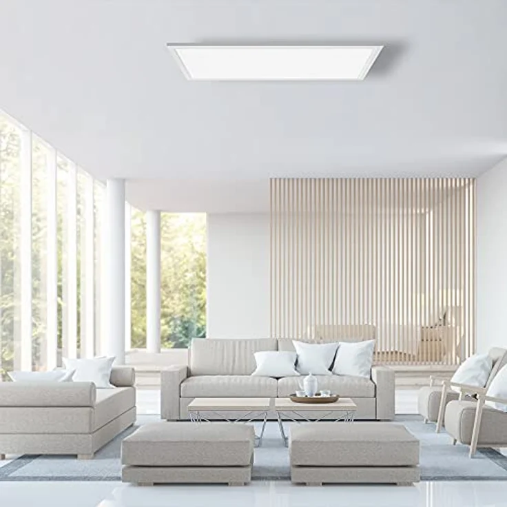 IMPTS LED Deckenleuchte 30x60cm, Neutralweiß 3000K, 27W, Schlankes Design für Wohnzimmer, Schlafzimmer, Keller, Küche - Weißer Rahmen – Bild 4