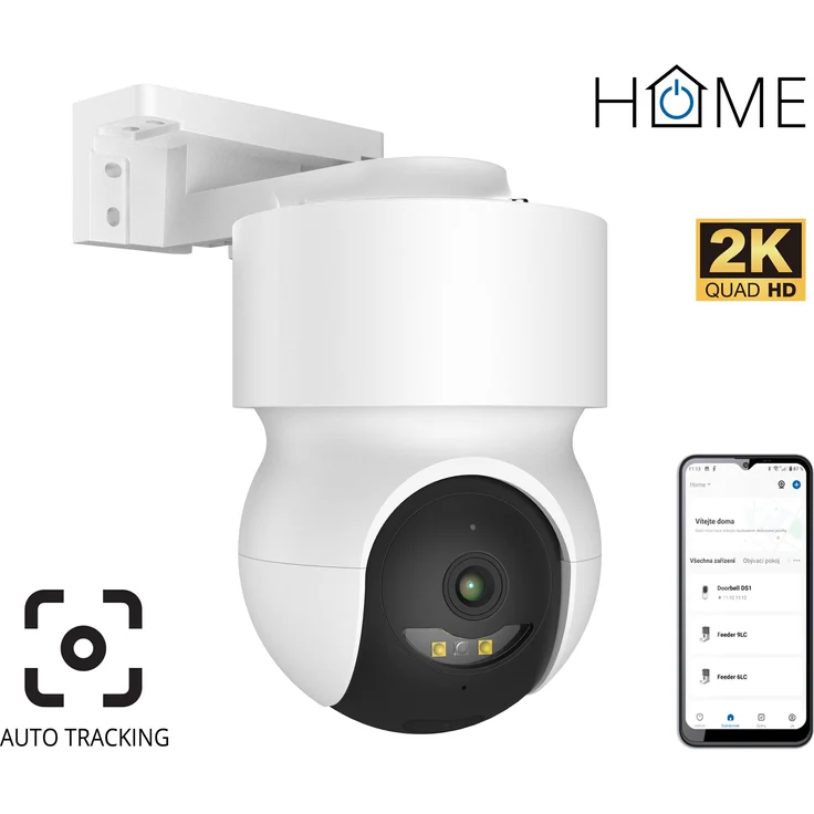 iGet HOME Kamera CS8 Weiss - WiFi 2K IP Kamera mit Nachtsicht, drehbar, Audio, IP65, Auto-Tracking