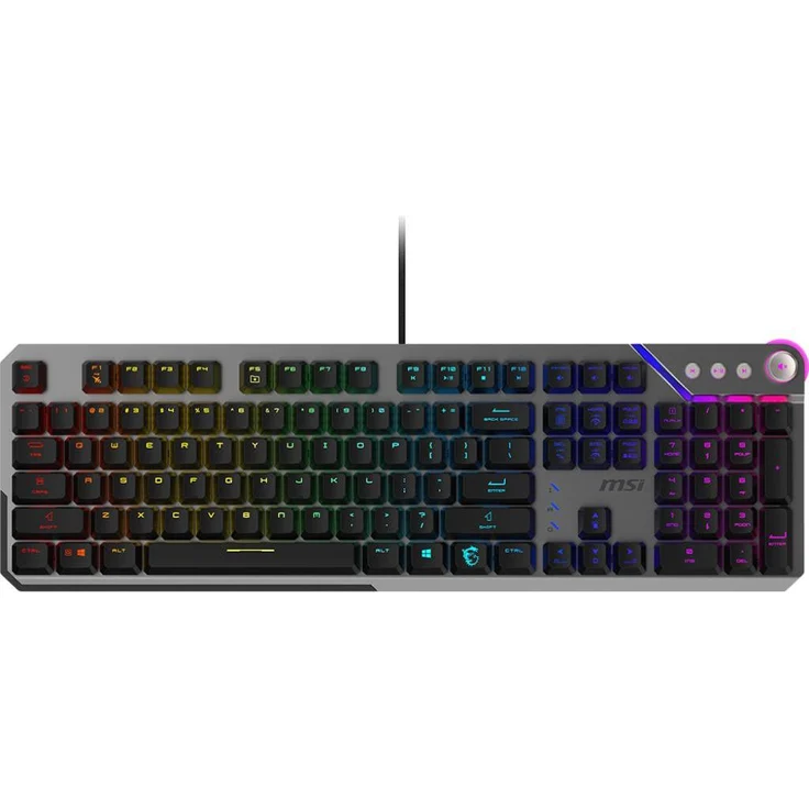 MSI STRIKE 600 SILENT US, Kabelgebundene Gaming-Tastatur mit leisen mechanischen Tasten und anpassbarer RGB-Hintergrundbeleuchtung, Schwarz