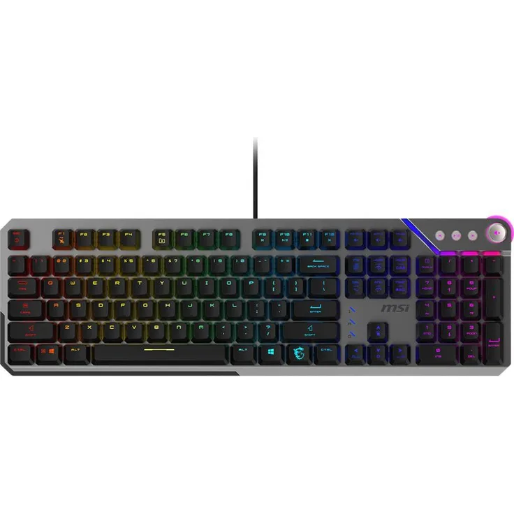 MSI STRIKE 600 SILENT US, Kabelgebundene Gaming-Tastatur mit leisen mechanischen Tasten und anpassbarer RGB-Hintergrundbeleuchtung, Schwarz
