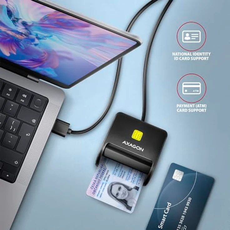 AXAGON CRE-SM3SD, USB Smart Card & SD/microSD/SIM Card FlatReader, vielseitiges Kartenlesegerät – Bild 4