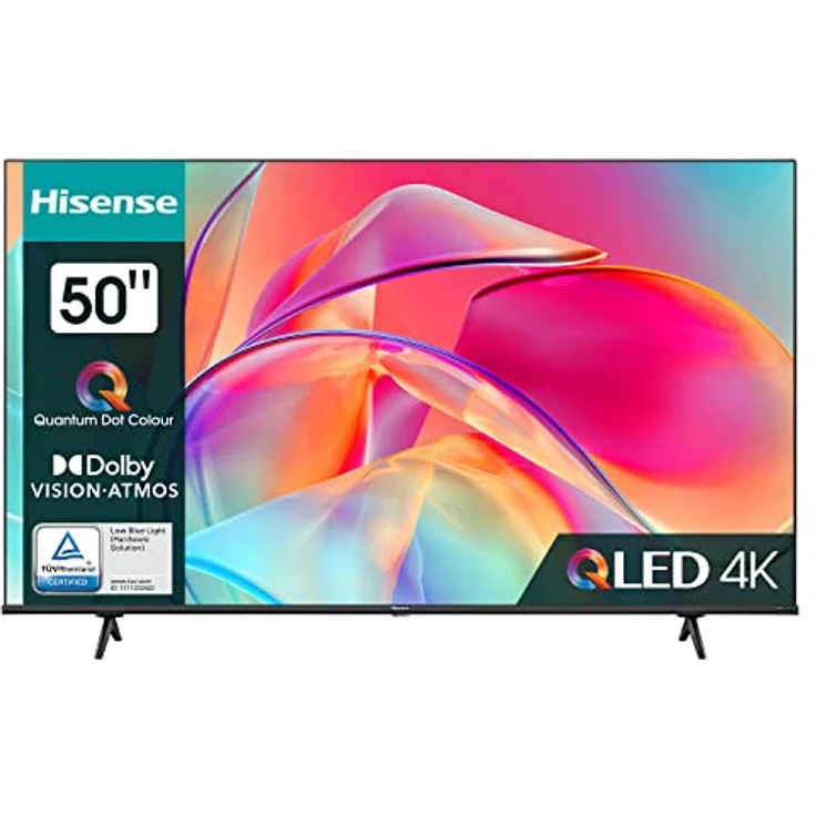 Hisense 50E7KQ 126cm (50 Zoll) Fernseher, 4K UHD, QLED, Smart TV, HDR, Dolby Vision, Triple Tuner DVB-C/S/S2/T/T2, Frameless, WiFi, Bluetooth, Alexa Built-In, Dolby Atmos, Hotel Mode, Schwarz [2023] – Bild 1