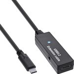 InLine® USB 3.2 Gen.1 Aktiv-Verlängerung, 5m, USB-C Stecker an USB-C Buchse, schwarz, max. Datenübertragungsrate 5 Gbit/s