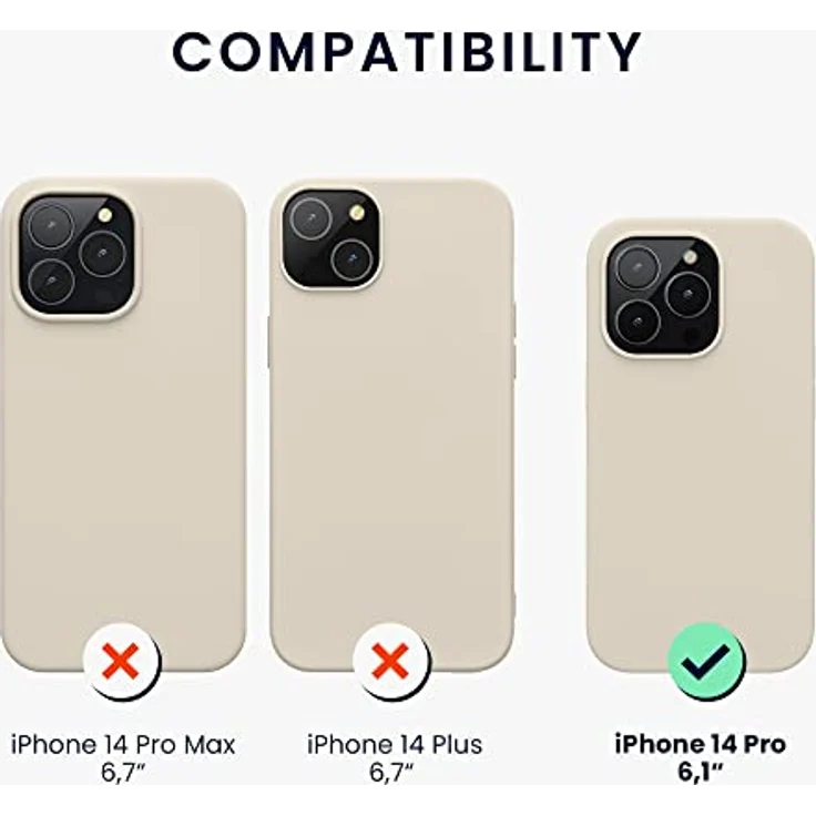 kwmobile Handyhülle für iPhone 14 Pro, Silikon Schutzhülle in Creme, kabelloses Laden, anti-rutsch, strapazierfähig – Bild 2