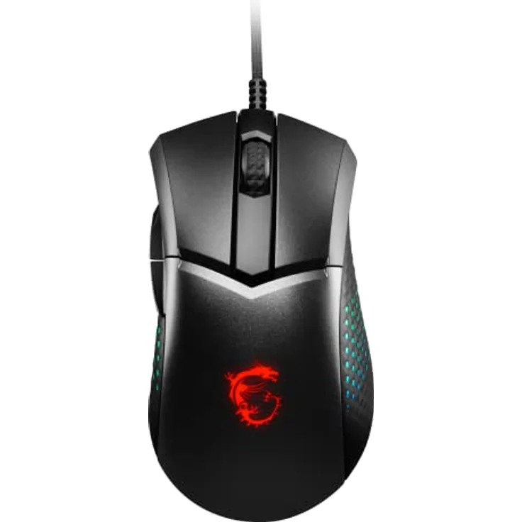 MSI Clutch GM51 Lightweight Gaming Maus - 26.000 DPI Optischer Sensor, 650 IPS, symmetrisch, 60Mio+ Click OMRON-Switches, FriXionFree Kabel, 8000Hz Abtastrate, 0,125ms Latenz, RGB Mystic Light, 75g – Bild 2