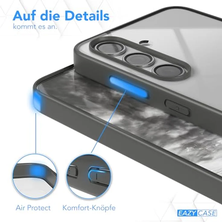 EAZY CASE Clear Hybrid Bumper Hülle für Samsung Galaxy S24, Ultra Aufprallschutz, stoßfest, kratzfest, dünn mit Kameraschutz, anthrazit grau – Bild 4
