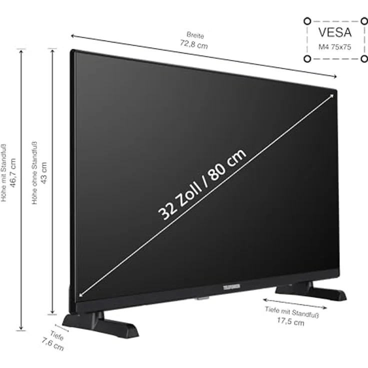 Telefunken 32 Zoll Fernseher/TiVo Smart TV (HD-Ready, HDR, HD+ 6 Monate inkl., Triple-Tuner) XH32TO750S – Bild 3