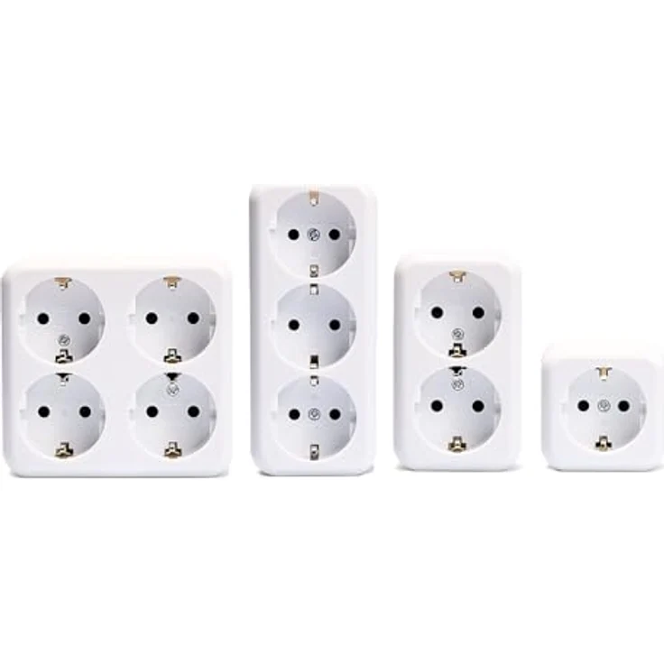 McPower Aufputz Steckdosen Set 4-teilig | Finery Kombi | 1x Einzelsteckdose, 1 x Zweifachsteckdose, 1x Dreifachsteckdose, 1x Vierfachsteckdose für Innenraum, weiß – Bild 1