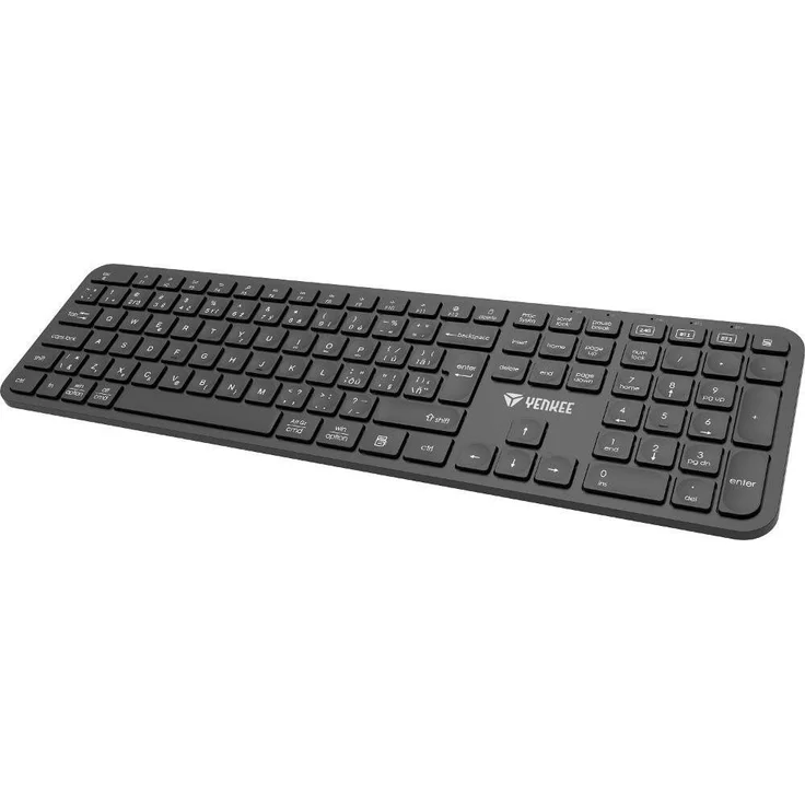 YENKEE Ego Dual Wireless Tastatur 2.4G + BT1 + BT2, ergonomisches QWERTY-Layout, kompatibel mit Windows 7/10, kabellose Verbindung bis 10 Meter
