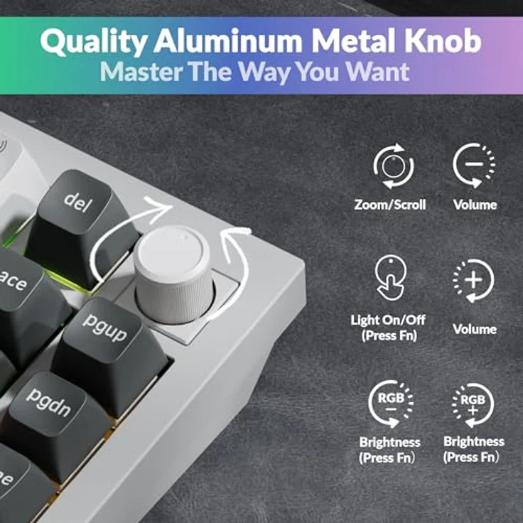 Keychron Q1 Ultra 8K, Kabellose mechanische Tastatur mit 75% Layout, Aluminium, ZMK-programmierbar, 82 Tasten, POM Switch - Banana, RGB, 2,4 GHz/Bluetooth, kabelgebunden, QWERTY US – Bild 10
