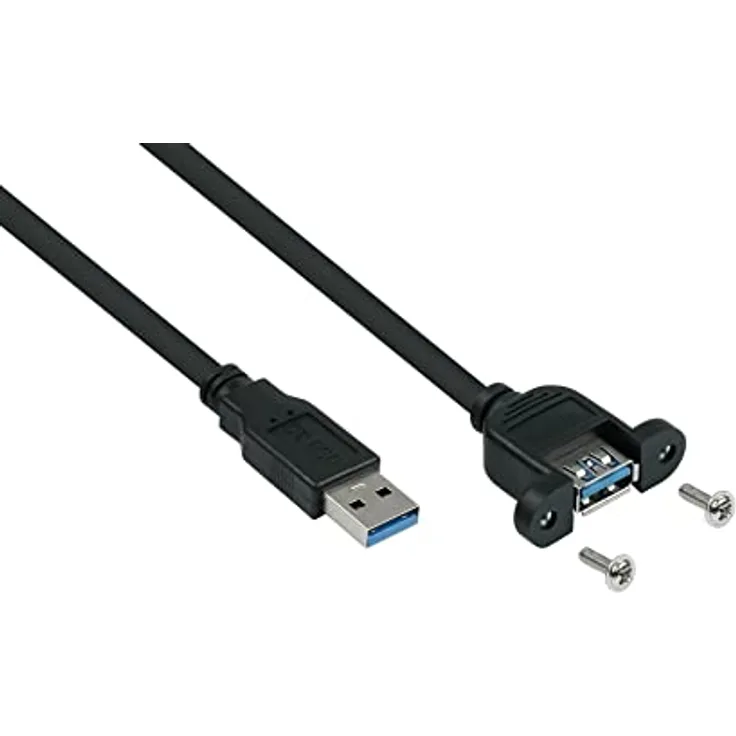 Kabelmeister Einbau-Verlängerungskabel USB 3.0 Stecker A an Einbaubuchse A, 0,3m, schwarz, UL-zertifiziert, Kupfer, Super-Speed bis 5 Gbit/s, AWG28/24