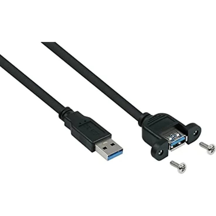 Kabelmeister Einbau-Verlängerungskabel USB 3.0 Stecker A an Einbaubuchse A, 0,3m, schwarz, UL-zertifiziert, Kupfer, Super-Speed bis 5 Gbit/s, AWG28/24 – Bild 1