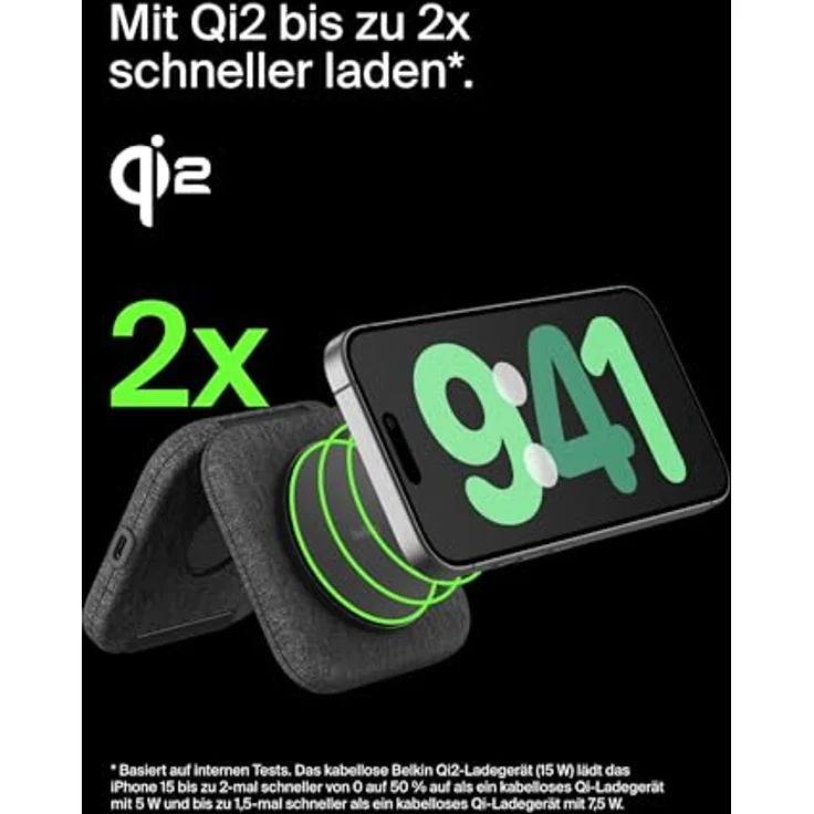 Belkin BoostCharge Pro MagSafe Ladegerät, magnetische 2-in-1 Reiseladestation (15 W) für iPhone 16, Apple Watch 10 & AirPods, einklappbar, Qi2-zertifiziert – Bild 2