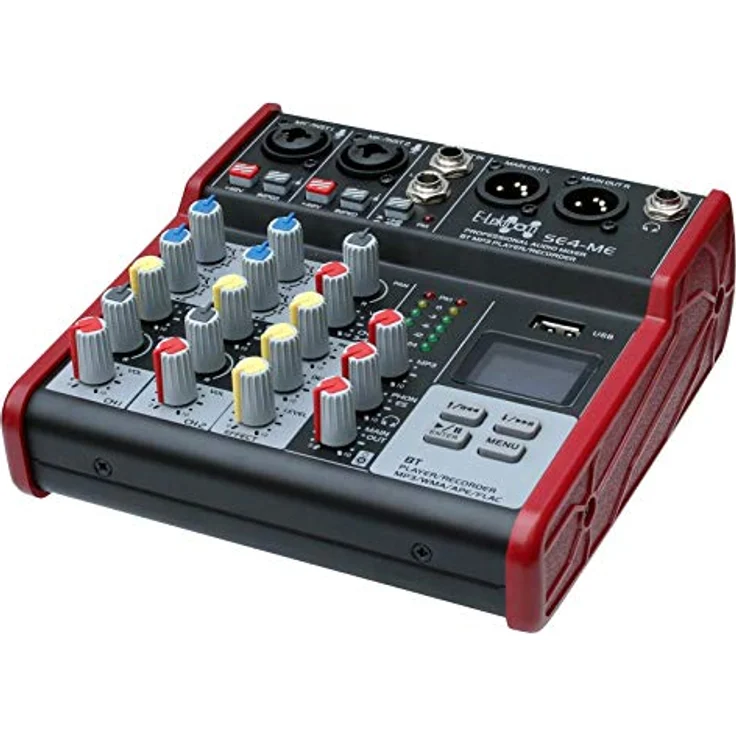 E-Lektron SE-4 Live Mischpult 2-Kanal Mixer + stereo USB/Bluetooth/Soundkarte, inkl. Phantom, Schwarz – Bild 3