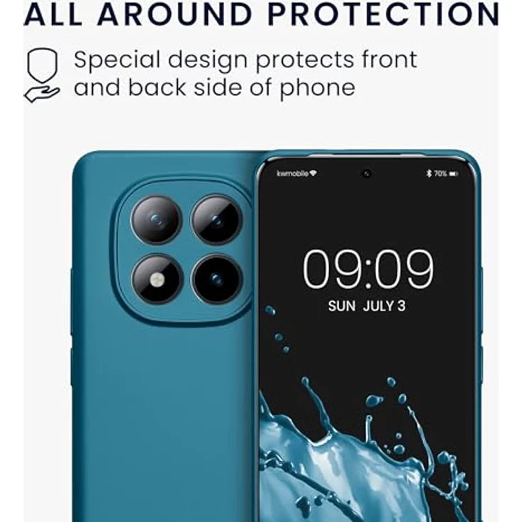 kwmobile Handyhülle für Xiaomi Redmi Note 15 4G / Redmi Note 15 5G / Poco M8 5G, weiche Silikon Case in Metallic Karibikblau, rutschfest und reißfest – Bild 5