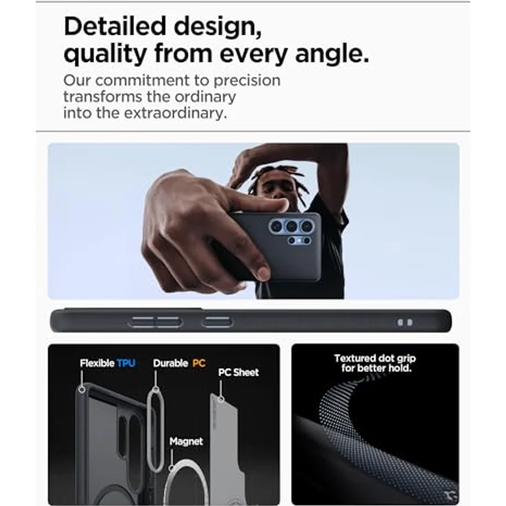 Spigen Caseology Nano Pop, Smartphone Hülle für Samsung Galaxy S25 Ultra, Schwarz mit weicher Silikonoberfläche und MagFit-System – Bild 7