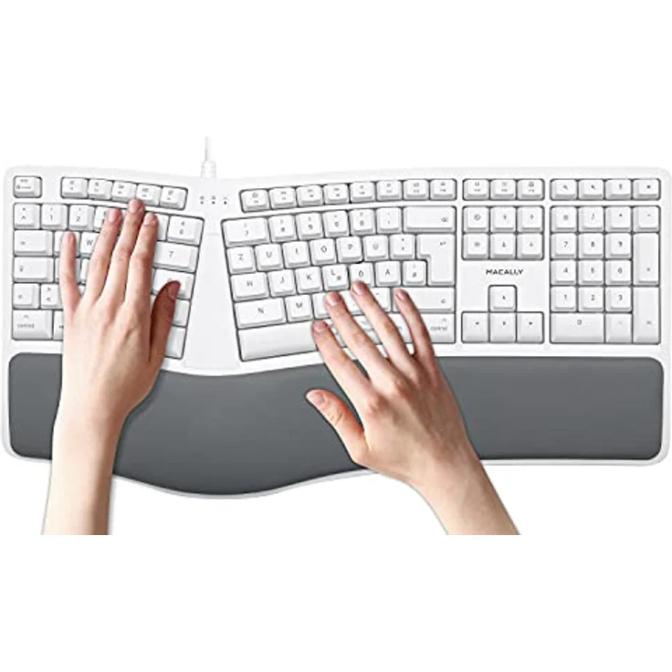 Macally MERGOKEY-DE, ergonomische USB-A-Tastatur mit Handballenauflage, QWERTZ Layout und 110 Tasten, geeignet für Mac mit macOS v10.6 oder höher – Bild 8