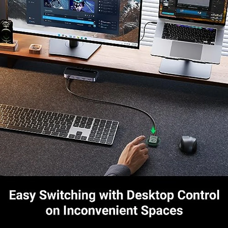 UGREEN USB Switch 2PC mit 1xUSB C Port und 3xUSB A Ports, 2 In 4 Out USB 3.0 Switcher Alugehäuse mit Desktop-Kontroller, 2 USB A auf A Kabeln für Tastatur, Maus, Drucker, Scanner, USB Stick usw. – Bild 5