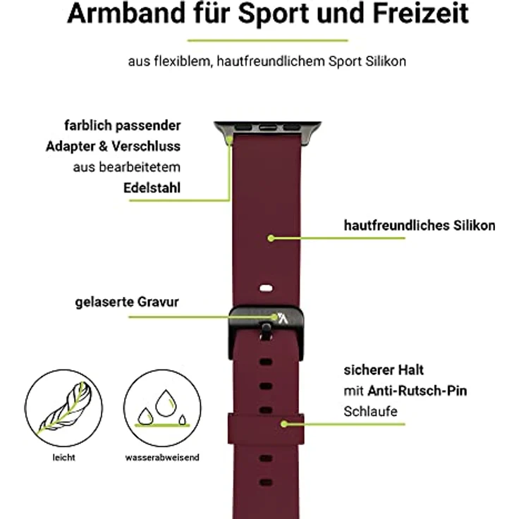 Artwizz WatchBand Silicone für Apple Watch 38/40mm - Cherry Wearables-Zubehör – Bild 2