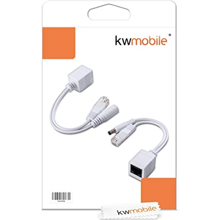 kwmobile Passive Power Over Ethernet PoE Adapter Kabel Set - Injektor + Splitter Kabel für Netzwerk, IP Telefon und IP Kamera, Schwarz – Bild 5