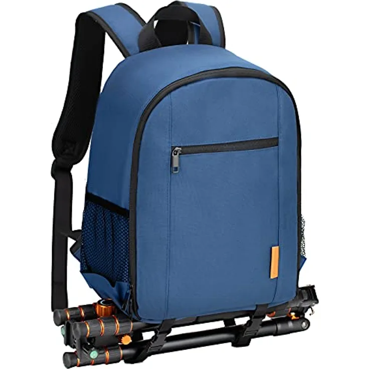 TARION TB-S Kamerarucksack, kompakter Fotorucksack mit großem Fassungsvermögen, wasserabweisend, blau