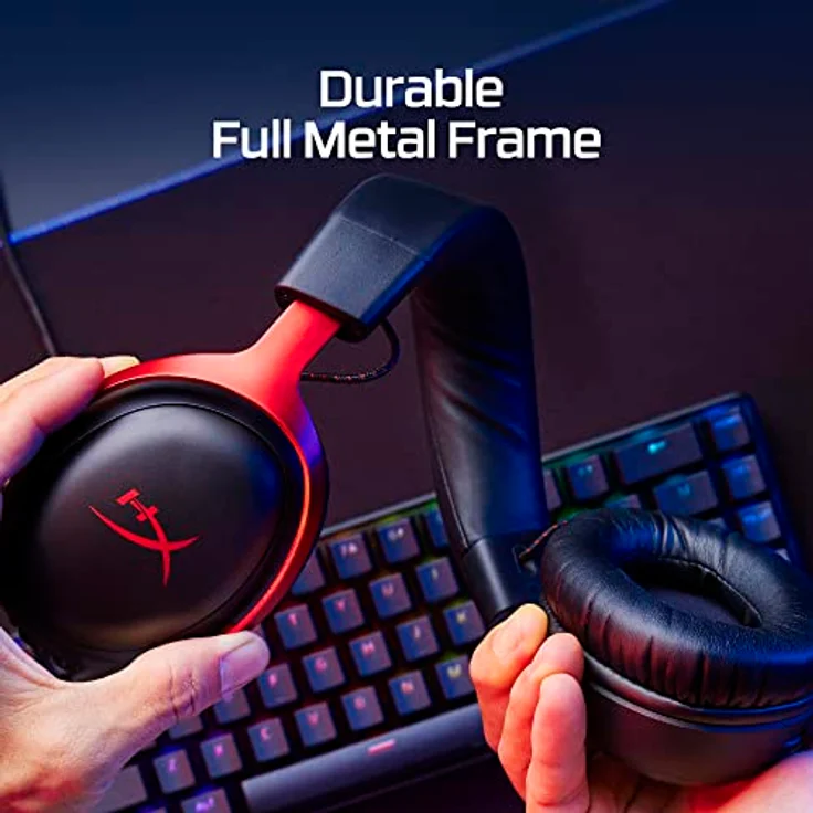 HyperX Cloud III – Kabelgebundenes Gaming-Headset, PC, PS5, Xbox Series X|S, abgewinkelte 53mm-Treiber, DTS, Memory-Schaum, Stabiler Rahmen, ultraklares 10mm-Mikrofon, USB-C, USB-A, 3,5mm, Schwarz – Bild 5