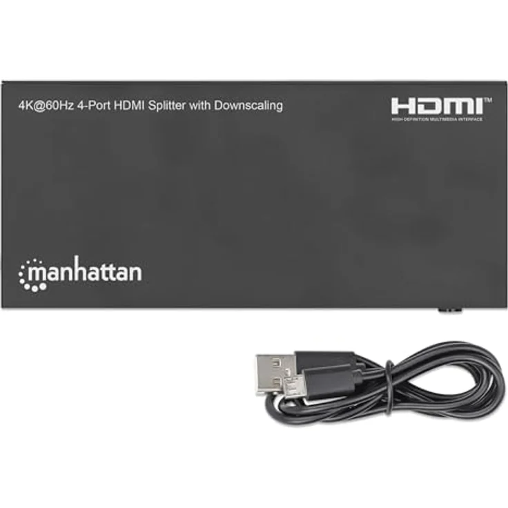 Manhattan HDMI 4K @ 60Hz 4 Port HDMI Splitter – HDMI Switcher 1 in 4 Out, 18 Gbit/s, 4K @ 120 Hz, EDID Switch Auto Image Optimization - Schwarz – Bild 4
