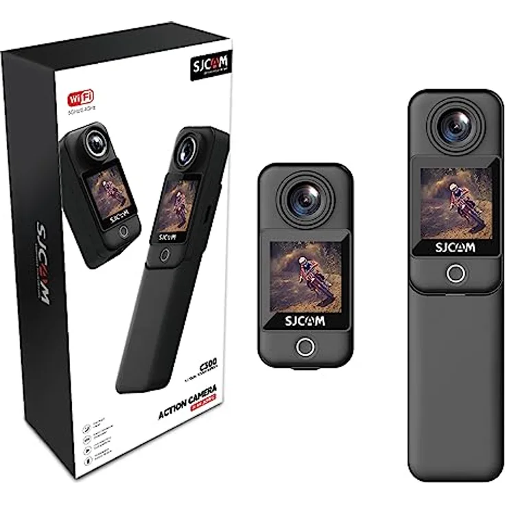 SJCAM C300 Action Kamera 4K30fps, 1.33'' Dual Touchscreen Sportkamera, 2.4G/5G Dual WiFi 20MP Helmkamera, 6-axis EIS Unterwasserkamera 30m Wasserdicht mit 2800+1000mAh Dual Akku (Black C300)