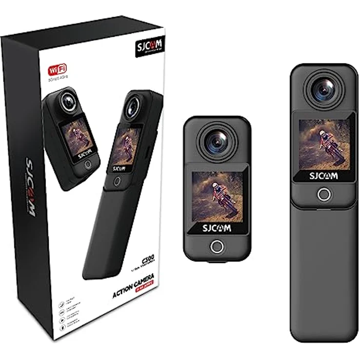 SJCAM C300 Action Kamera 4K30fps, 1.33'' Dual Touchscreen Sportkamera, 2.4G/5G Dual WiFi 20MP Helmkamera, 6-axis EIS Unterwasserkamera 30m Wasserdicht mit 2800+1000mAh Dual Akku (Black C300) – Bild 1