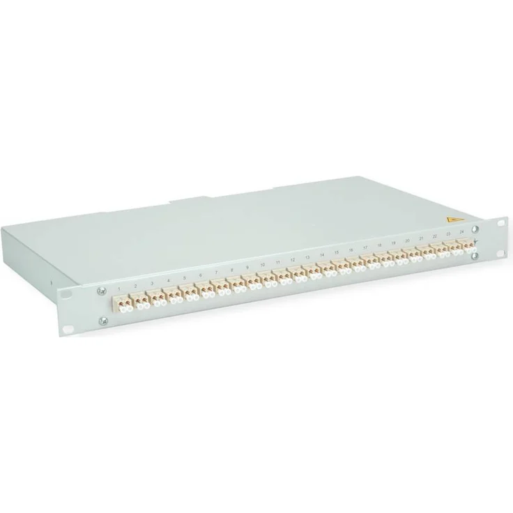 Telegärtner BASIS LWL-Panel, 24x LC Duplex Kupplungen, beige, OM2, 1HE
