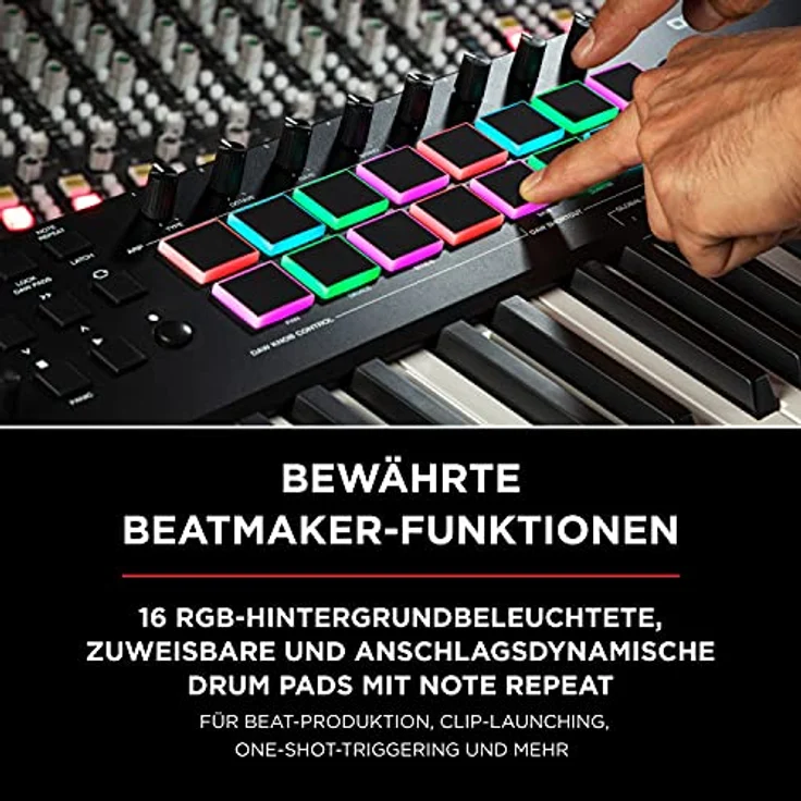 M-Audio Oxygen Pro 61 – 61-Tasten USB MIDI Keyboard Controller mit Beat Pads, MIDI-zuweisbaren Reglern, Tasten & Fadern und enthaltenem Softwarepaket – Bild 4