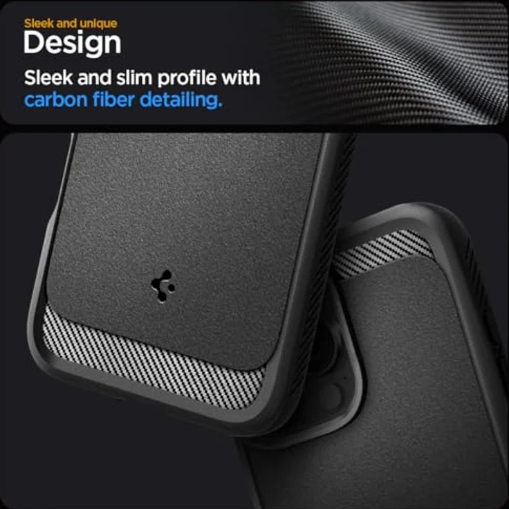 Spigen Rugged Armor MagFit Hülle für iPhone 16 Pro, Matte Black - Integriertes Magnet, Karbon Look, Air Cushion Technologie – Bild 4