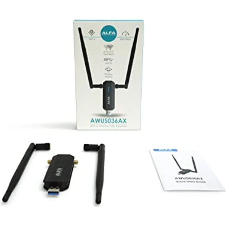 Alfa Network AWUS036AX, USB WLAN Adapter mit 802.11ax Dualband WiFi 6, AX1800 Geschwindigkeit, USB 3.0, 2 abnehmbare Antennen – Bild 2