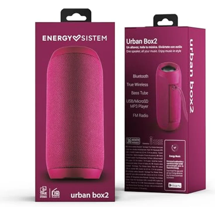 Energy Sistem Urban Box 2 (Bluetooth 5.0, TWS, USB-microSD MP3 Player, FM Radio, 10 W) - Magenta – Bild 8