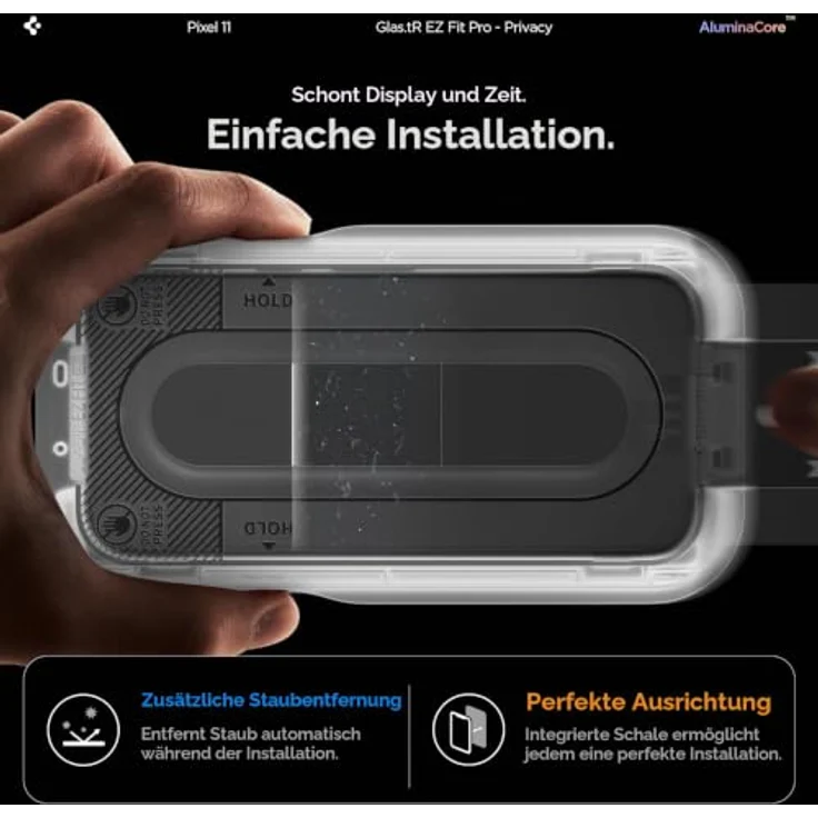 Spigen Glass tR EZ Fit Pro (Privacy) 2 Pack - Displayschutzfolie für Google Pixel 10/11 mit seitlichem Blickschutz und 9H+ Kratzfestigkeit – Bild 6