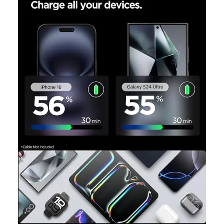 Spigen ArcStation Essential 30W USB-C Ladegerät Wandladegerät, PPS Schnellladegerät, PD 3.0 Power Adapter - Weiß, Kompatibel mit iPhone 16 15 14 Pro Max & Galaxy S25 S24 Android – Bild 3