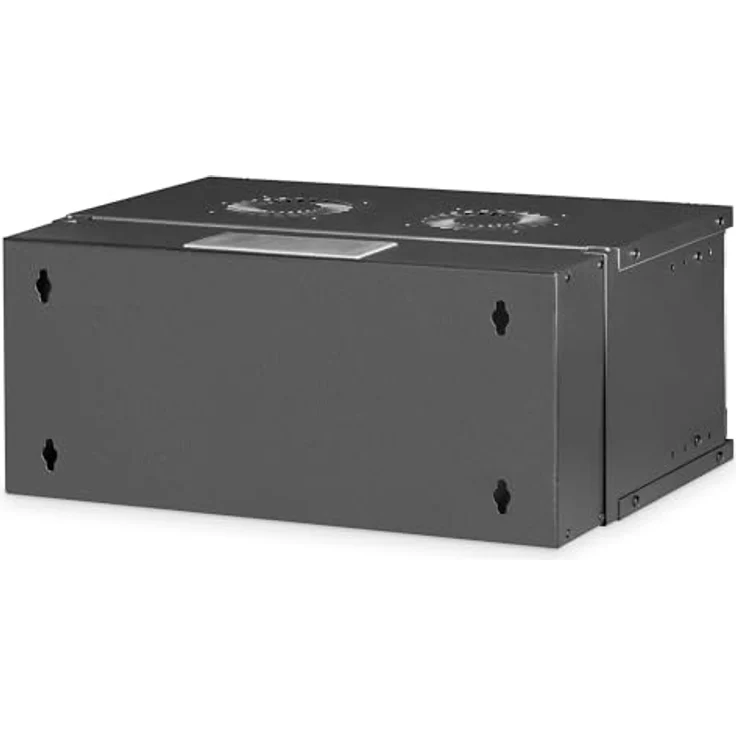 DIGITUS Netzwerkschrank SoHo Pro - 19-Zoll Rack 4 HE - Unmontiert - Wandmontage - 400 mm Tiefe - 327 mm Nutztiefe - Traglast 60 kg - Glastür - Schwarz – Bild 3