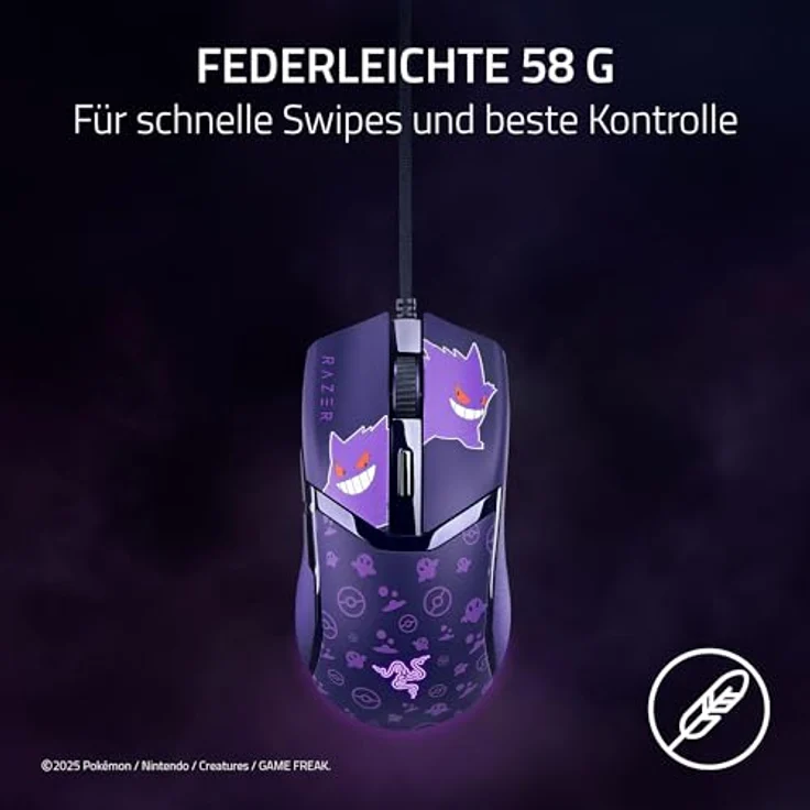 Razer Cobra Gengar Edition, kabelgebundene Gaming-Maus mit 8500 DPI Sensor, 58g, Chroma-Beleuchtung und optischen Mausschaltern 3. Gen, PC/MAC | Pokémon Gengar – Bild 2