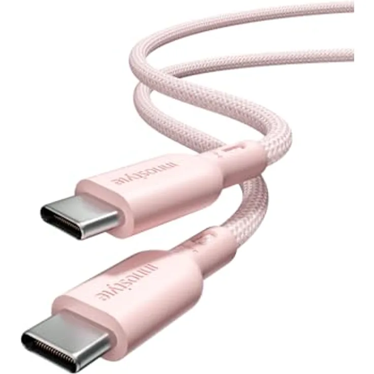 Innostyle USB-C Polyamid Schnellladekabel 240W 2m Rosa, Hochgeschwindigkeits-Datenübertragung für iPhone & Samsung