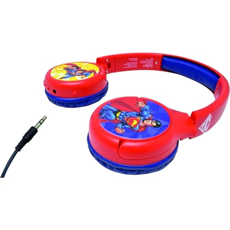 Lexibook Superman HPBT010SU, Bluetooth-Kopfhörer in rot/blau, 2-in-1 mit Lautstärkebegrenzung und integriertem Mikrofon – Bild 4