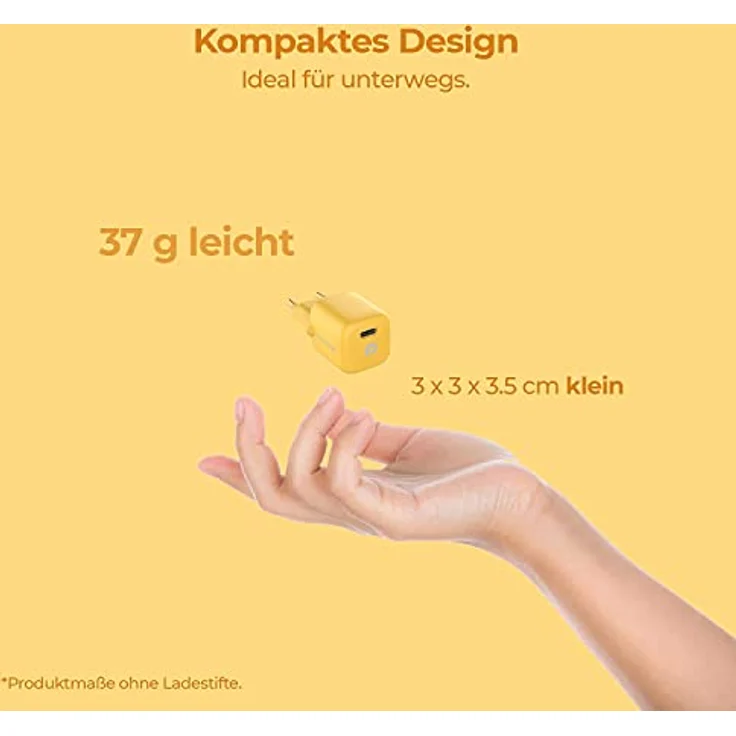 Realpower PB-20000 PowerPack PD Ladeset Powerbank mit 22.5W Power und 20.000mAh Kapazität, Nano USB-C Ladegerät, kompatibel mit iPhone ProMax, iPad, Samsung Galaxy, Google Pixel usw, Gelb – Bild 4